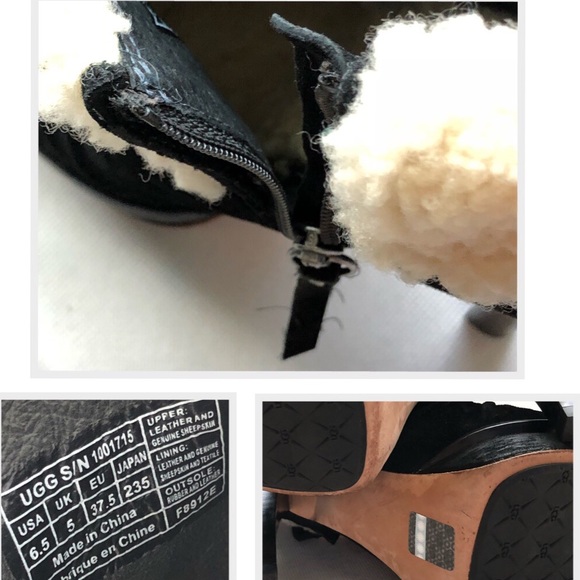 UGG Suede + Fur Slouch Platform Heel Ankle Bootie - Picture 5 of 7